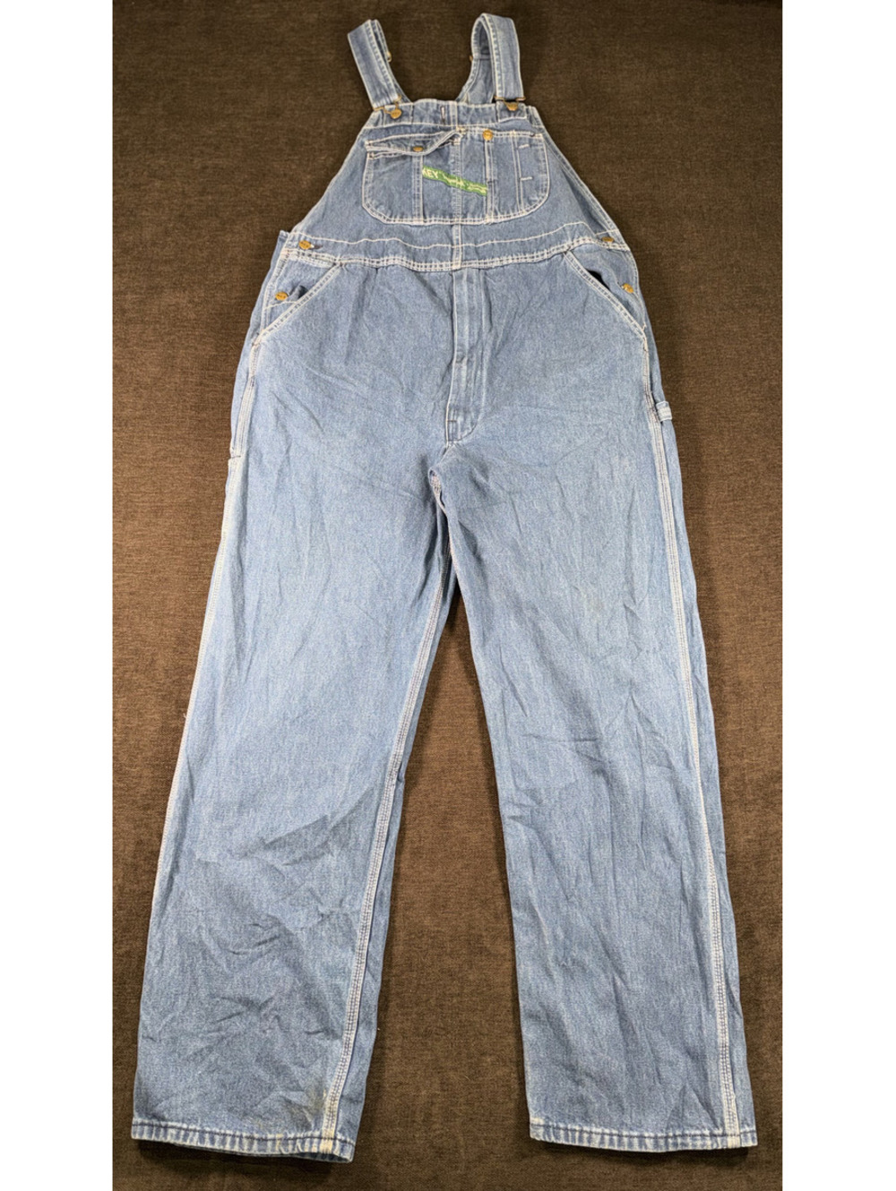 Vintage Key Imperial Light Blue Denim Overalls with Adjustable Straps, 40x32